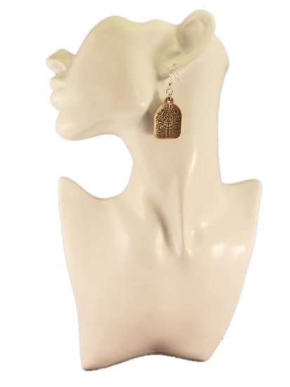 Preview: Baum Ohrringe Vintage Optik Tree Holz Wood